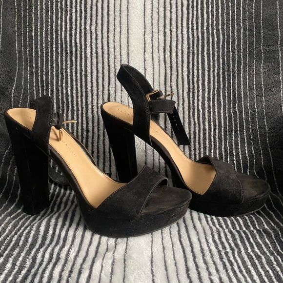 LC Lauren Conrad Shoes - Lauren Conrad Black Suede Women's Platform Heels